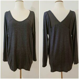 Lucy's Dark Heather Gray Mesh Detail Top
